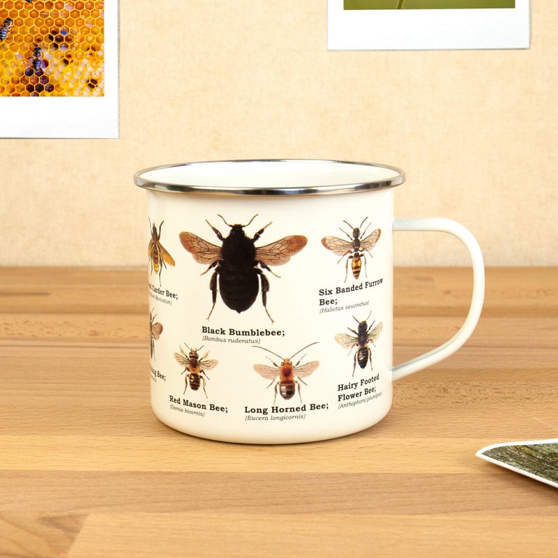 Gift Republic Bee Enamel Mug Outdoor Camping Mug Large Metal Coffee Cup Honeybee Nature Garden Hiking Gift Cute Design Durable Drinking Cup 500ml - Image 3